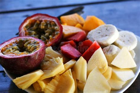 Healthy Breakfast - Fruit Plate Stock Image - Image of chopped, tropics ...