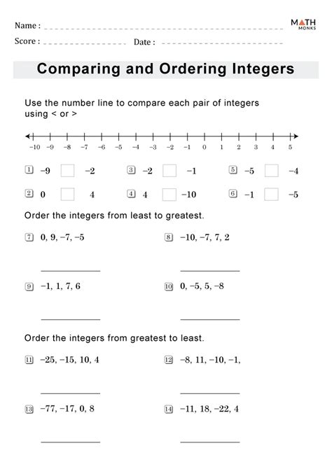 Combining Integers Worksheet