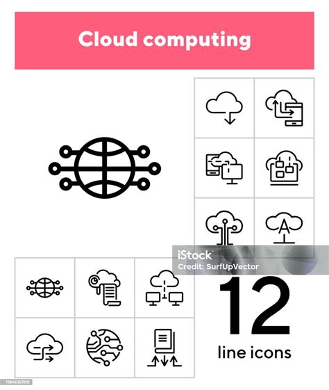 Cloud Computing Line Icon Set Stock Illustration Download Image Now