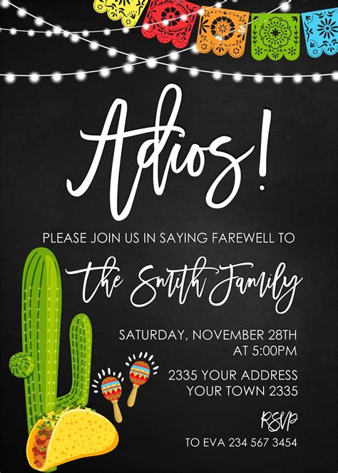 Adios Farewell Party Invitation Going Away Party Invite Etsy