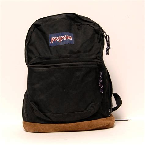 Leather Jansport Black Canvas Classic Backpack By Cairovintage