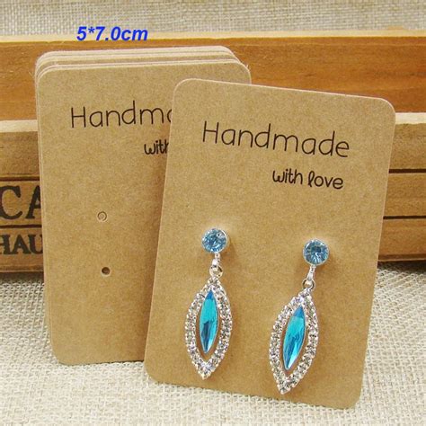 7 0 5cm Kraft Handmade With Love Jewelry Earring Cards Display Package