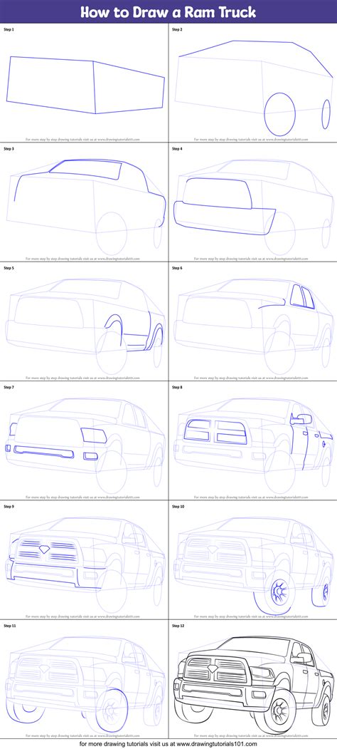 How To Draw A Ram Truck Printable Step By Step Drawing Sheet