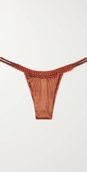 ISA BOULDER Wavelink Braided Stretch Satin Bikini Bottoms