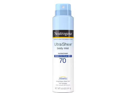 Neutrogena Ultra Sheer Body Mist Sunscreen Spf 70 50 Fl Oz141 G Pack Of 3 Ingredients And