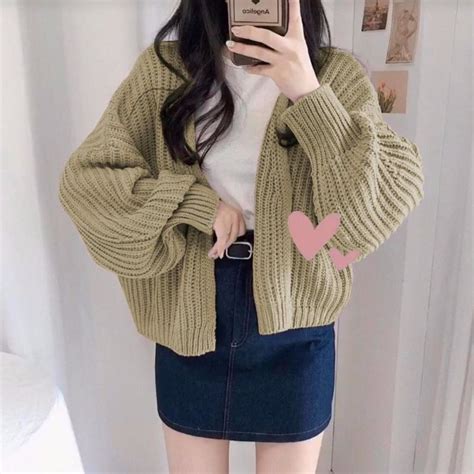 Jual Cardigan Crop Hazel Rajut Wanita Cardigan Rajut Oversize Hazel