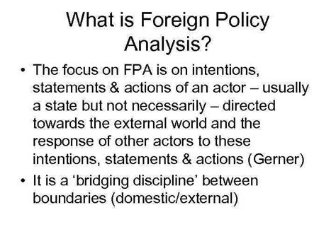 Foreign Policy Analysis An Overview Dr Chris Alden