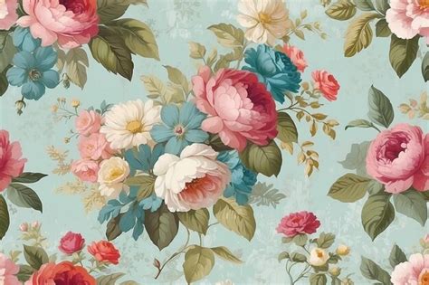 Premium Photo | Shabby Chic Floral Wallpaper Accent