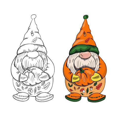 A Hand Drawn Gnome For Halloween The Scandinavian Gnome Isolated On