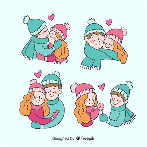 Free Vector | Valentine cartoon couple collection