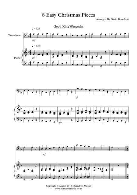 Easy Christmas Pieces For Trombone And Piano Arr David Burndrett