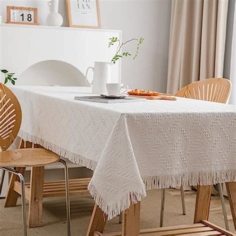 Amazon Lahome Rustic Ruffled Linen Tablecloth Cotton Linen