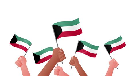 Tangan Memegang Bendera Kuwait Dan Merayakan Ilustrasi Vektor Sederhana