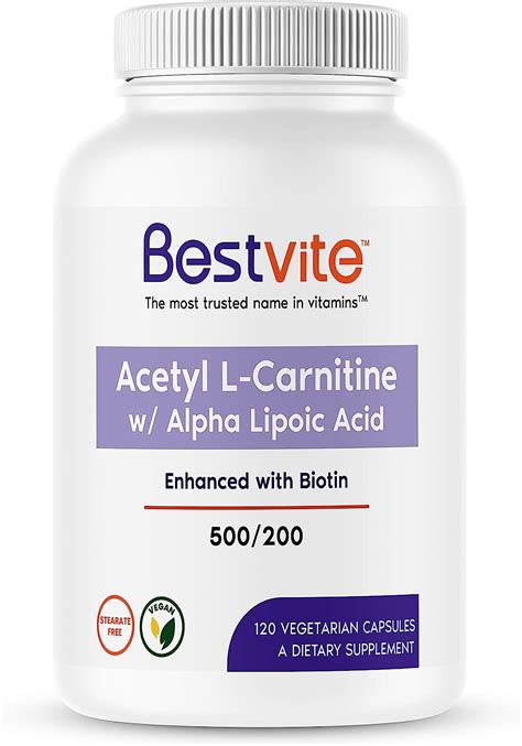 Acetyl L Carnitine 500 mg y ácido alfa lipoico 200 mg por cápsula con