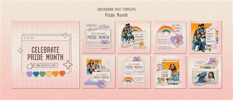 Premium Psd Hand Drawn Pride Month Instagram Posts