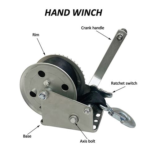 Lbs Capacity Heavy Duty Hand Winch Nylon Strap Manual Portable