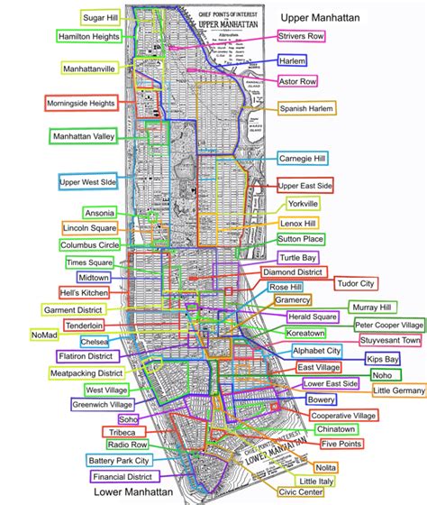 A better detailed various areas of Manhattan map : r/MapPorn