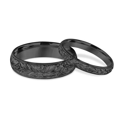 Hand Engraved Matching Wedding Bands, His and Hers Wedding Rings ...