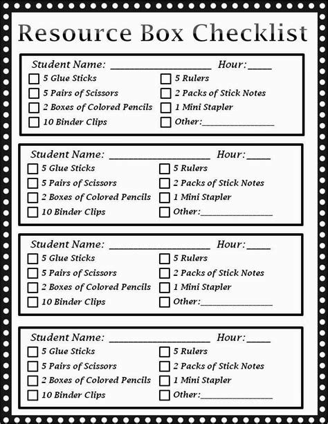 Tool Box Checklist Printable