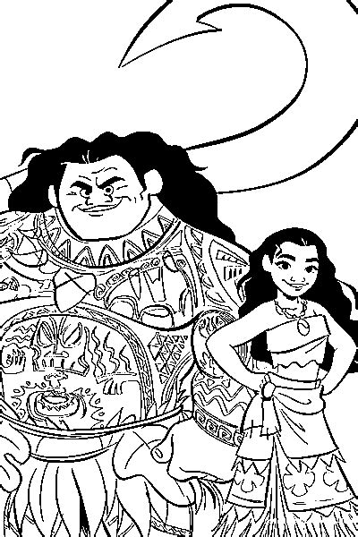 Moana And Maui Coloring Page Free Printable Coloring Pages