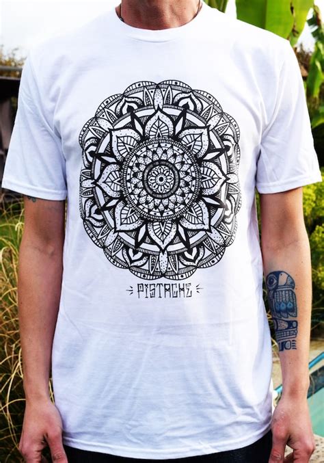 Mandala T Shirt White Mens Unisex Art Print Design Throw Print