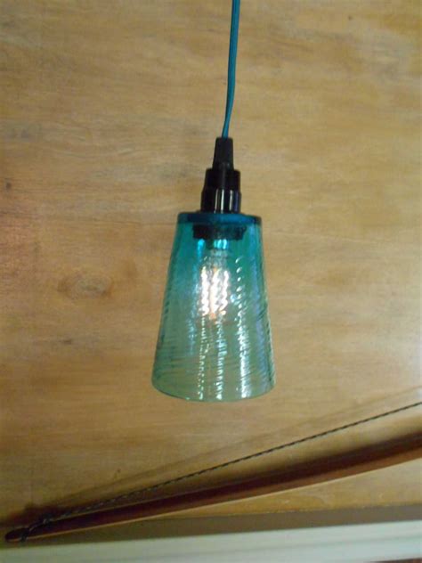 Glass Pendant Ceiling Light With An Aqua Green Drinking Glass Etsy