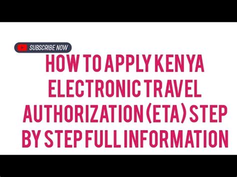 How To Apply Kenya Electronic Travel Authorization Eta Step By Step