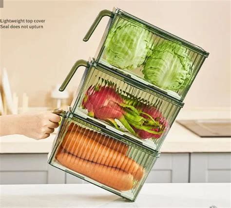 Plastic Fridge Organizer With Freshness Timer Lid Techmanistan