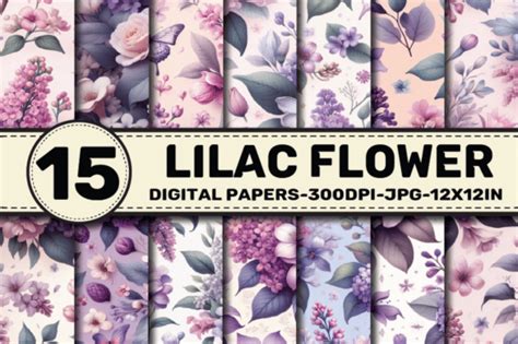 Lilac Flower Digital Papers Graphic By Elksartstudio Creative Fabrica