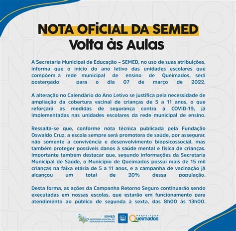 Queimados adia início das aulas na rede pública municipal para depois