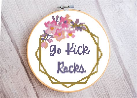 Go Kick Rocks Pdf Snarky Cross Stitch Pattern Funny Cross Etsy Uk