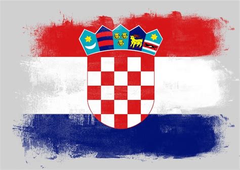 Bandera De Croacia Pintada Con Pincel Foto Premium