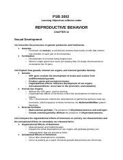 CH 10 Docx PSB 3002 Learning Objectives W Notes Under REPRODUCTIVE