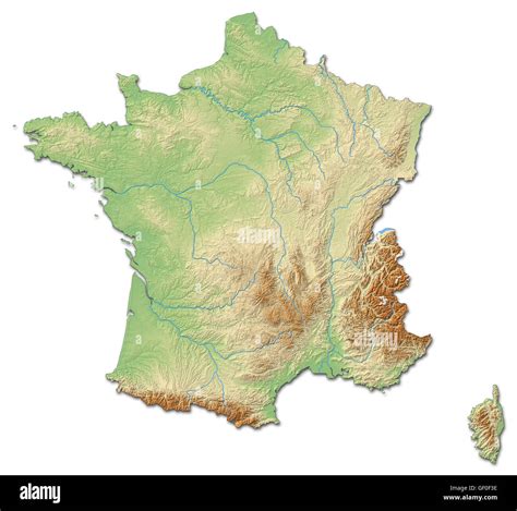 Relief map of France with shaded relief Stock Photo - Alamy