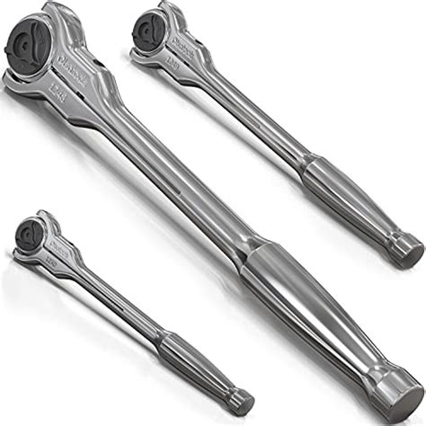 Olsa Tools Lot de 3 cliquets à tête pivotante 1 2 1 4 3 8 Tête