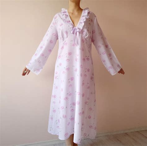 Vintage Nightgown Xl French Nightgown Lavender Nightgown Printed