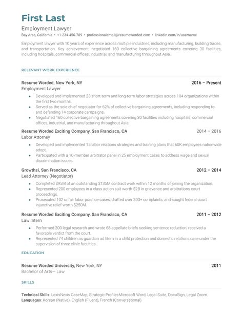 Law Legal Resume Template Examples Guide 20 Tips 57 Off