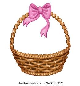 Illustration Wicker Basket Pink Ribbon Stock Vector Royalty Free