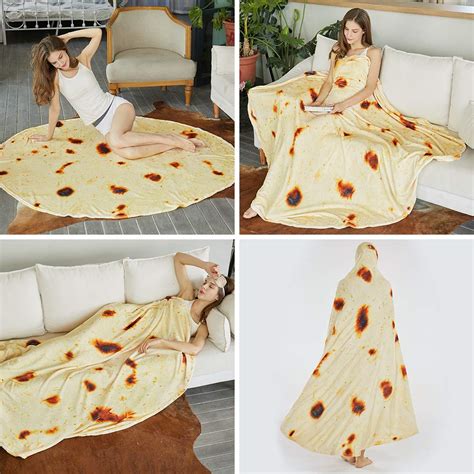 Searoomy Burritos Tortilla Throw Blanket Tortilla Wrap Blanket Novelty Funny