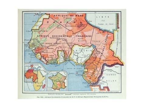 Map Showing French Colonies In Africa 1938 Giclee Print At