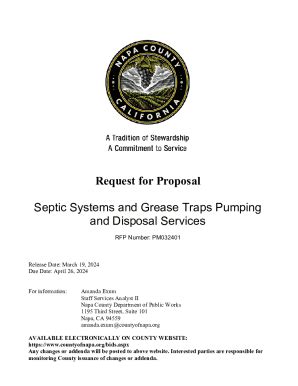 Fillable Online Request For Proposal Septic Systems And Grease Traps