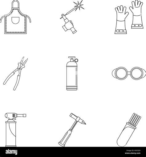 Welder Construction Icon Set Outline Style Stock Vector Image Art