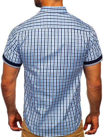 Camisa A Cuadros De Manga Corta Para Hombre Celeste Bolf 4510