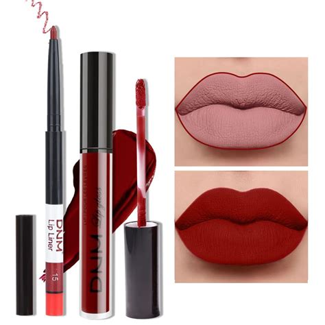 Buy Evpct 2pcs Dark Red Maroon Matte Lipstick And Lip Liner Makeup Set