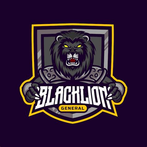 Premium Vector | Black lion warrior mascot logo design