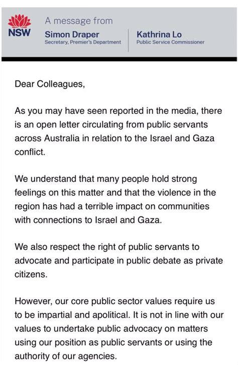 Nsw Public Servants Warned Against Signing Open Letter On Israel