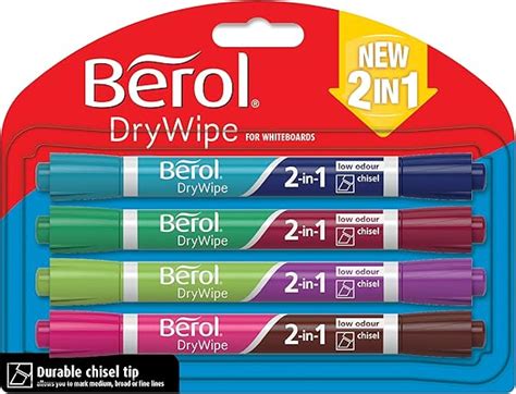 Berol Dry Wipe Dual Ended Chisel Tip Whiteboard Marker Assorted Fun