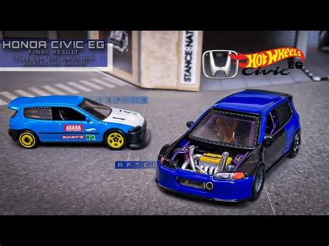 Final Result Honda Civic Eg Hot Wheels Custom Drag Car Full Parts