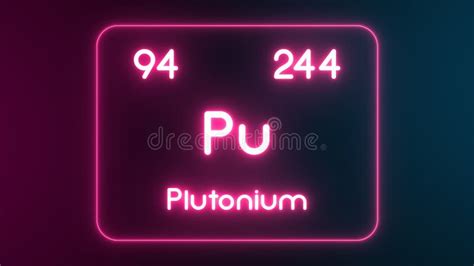 Modern Periodic Table Plutonium Element Neon Text Illustration Stock