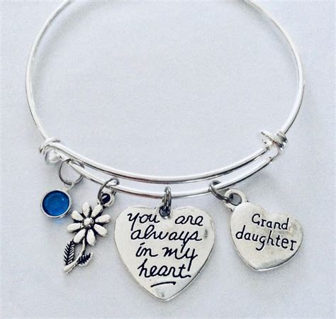 Granddaughter Gift Expandable Charm Bracelet You Are Always in My Heart Adjustable One Size Fits ...